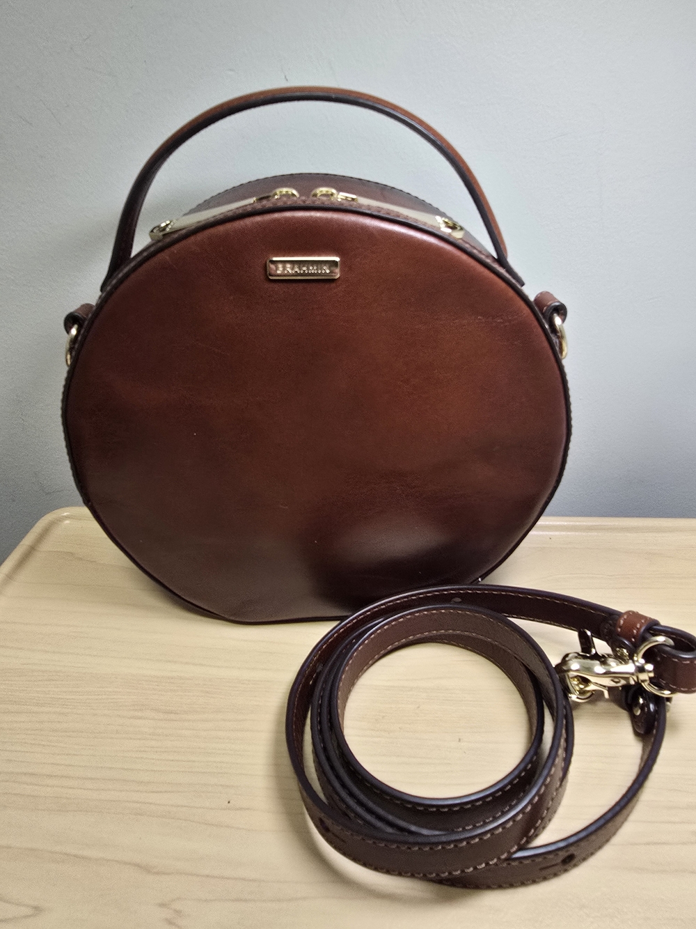 BRAHMIN Brown Leather Canteen Handbag Crossbody Bag Purse **